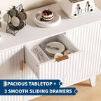 Credenza da Buffet con Ante e 3 Cassetti, Mobile Contenitore da Cucina Stile Farmhouse e Tavolo Consolle da Caffè per Sala da Pranzo
