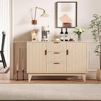 Credenza da Buffet con Ante e 3 Cassetti, Mobile Contenitore da Cucina Stile Farmhouse e Tavolo Consolle da Caffè per Sala da Pranzo