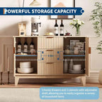 Credenza da Buffet con Ante e 3 Cassetti, Mobile Contenitore da Cucina Stile Farmhouse e Tavolo Consolle da Caffè per Sala da Pranzo