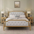 GDFStudio Sandy Traditional Solid Wood Platform Bed with Tufted Upholstered Headboard