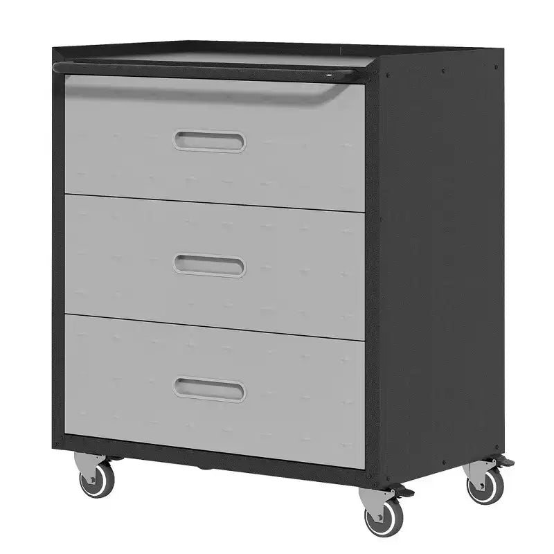 VIYET 35 Heavy-Duty Steel Storage Cabinet with Wheels - Lockable Casters & Top Guardrail, Mobile Tool Organizer for Garage/Home/Office/Warehouse