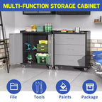 VIYET 35 Armadio in Acciaio Resistente con Ruote - Ruote Bloccabili e Corrimano Superiore, Organizzatore Mobile per Attrezzi per Garage/Casa/Ufficio/Magazzino
