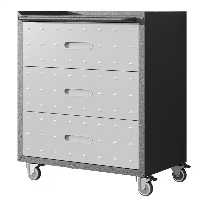 VIYET 35 Armadio in Acciaio Resistente con Ruote - Ruote Bloccabili e Corrimano Superiore, Organizzatore Mobile per Attrezzi per Garage/Casa/Ufficio/Magazzino
