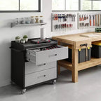 VIYET 35 Armadio in Acciaio Resistente con Ruote - Ruote Bloccabili e Corrimano Superiore, Organizzatore Mobile per Attrezzi per Garage/Casa/Ufficio/Magazzino