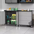 VIYET 35 Armadio in Acciaio Resistente con Ruote - Ruote Bloccabili e Corrimano Superiore, Organizzatore Mobile per Attrezzi per Garage/Casa/Ufficio/Magazzino
