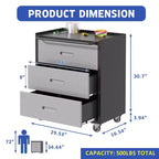 VIYET 35 Armadio in Acciaio Resistente con Ruote - Ruote Bloccabili e Corrimano Superiore, Organizzatore Mobile per Attrezzi per Garage/Casa/Ufficio/Magazzino