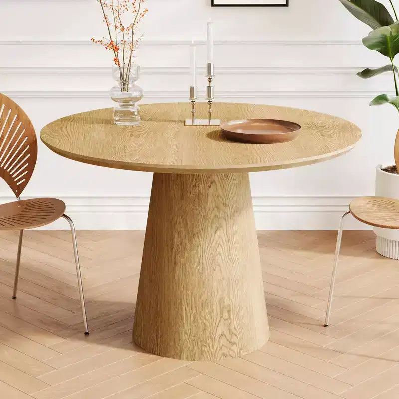 MAYEERTY Tavolo da pranzo circolare da 43 pollici, tavolo rotondo moderno minimalista, tavolo da pranzo in MDF con venature del legno per soggiorno