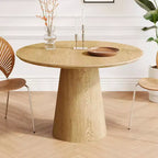 MAYEERTY Tavolo da pranzo circolare da 43 pollici, tavolo rotondo moderno minimalista, tavolo da pranzo in MDF con venature del legno per soggiorno