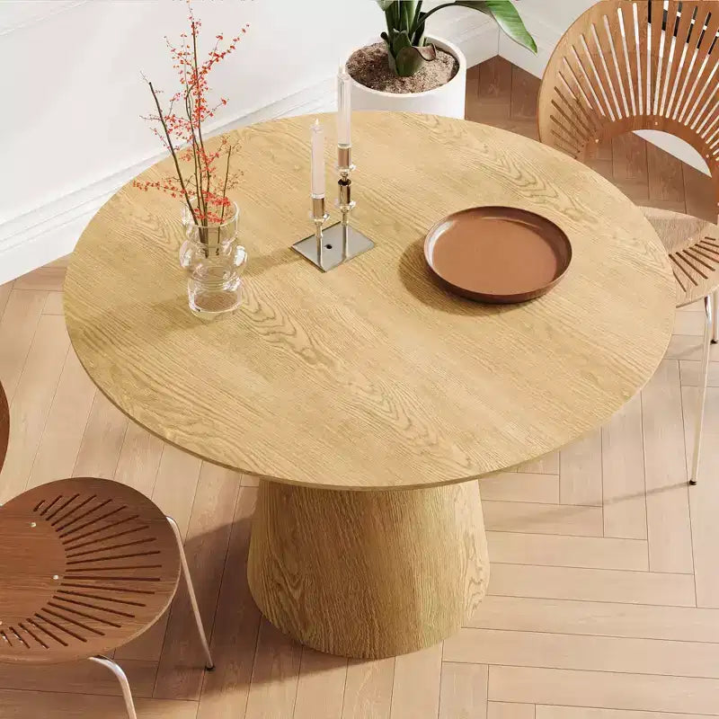 MAYEERTY Tavolo da pranzo circolare da 43 pollici, tavolo rotondo moderno minimalista, tavolo da pranzo in MDF con venature del legno per soggiorno