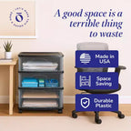 Organizzatore carrello a 3 cassetti HOMZ con ruote rimovibili, Medio, Nero e Trasparente