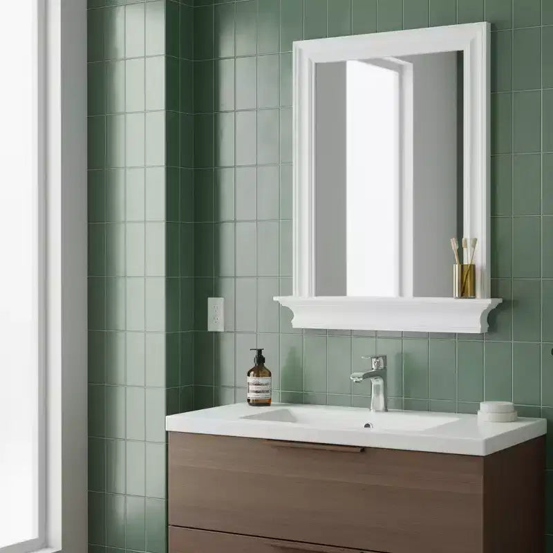 Teamson Home Stratford Removable Wall Mirror with Storage Shelf, White