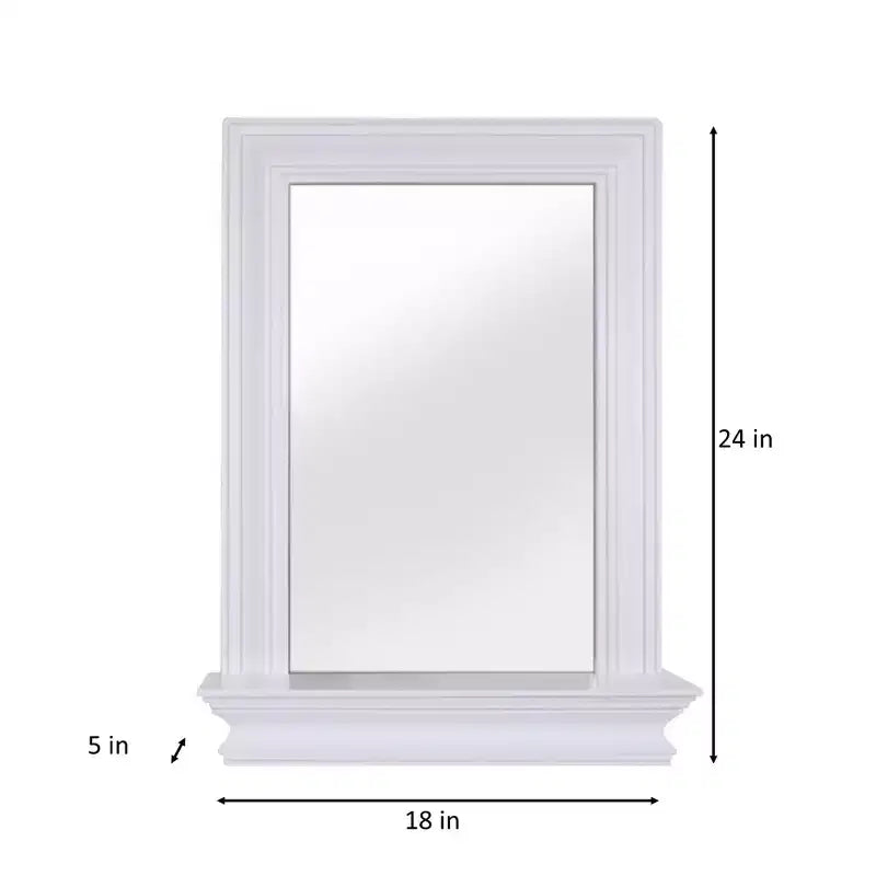 Specchio da parete rimovibile Stratford Teamson Home con ripiano portaoggetti, bianco