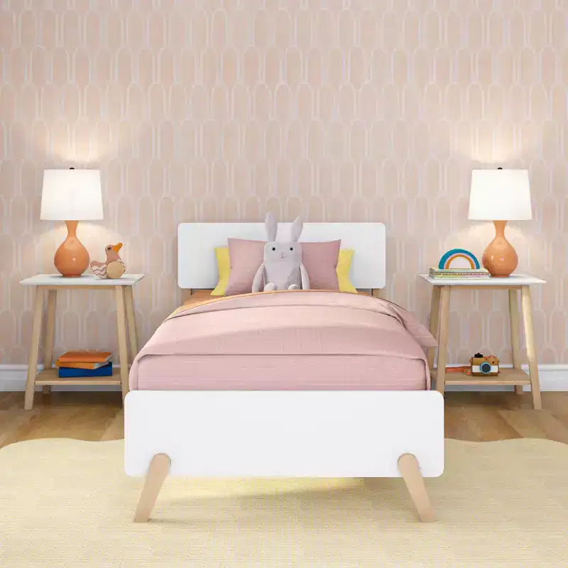 Struttura letto singola in legno massello stile moderno di metà secolo Max & Lily