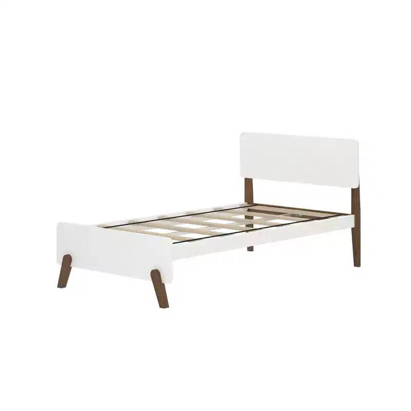 Struttura letto singola in legno massello stile moderno di metà secolo Max & Lily