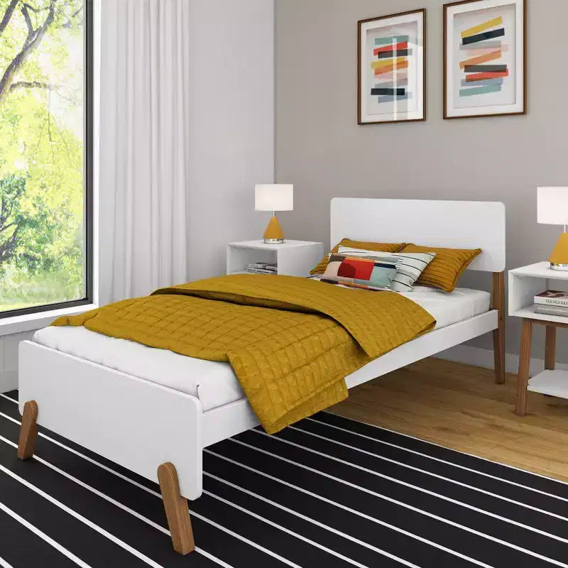 Max & Lily Mid-Century Modern Solid Wood Twin Bed Frame