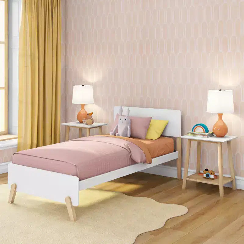 Struttura letto singola in legno massello stile moderno di metà secolo Max & Lily