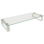 Mount-It! Glass Computer Monitor Riser and Laptop Stand | Clear Flat Screen Display Stand, Desktop Shelf and Organizer, Glass & Aluminum Construction