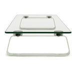 Supporto per monitor per computer e rialzo per laptop Mount-It! in vetro | Supporto trasparente per schermo piatto, mensola e organizer da scrivania, struttura in vetro e alluminio