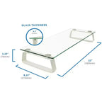 Supporto per monitor per computer e rialzo per laptop Mount-It! in vetro | Supporto trasparente per schermo piatto, mensola e organizer da scrivania, struttura in vetro e alluminio