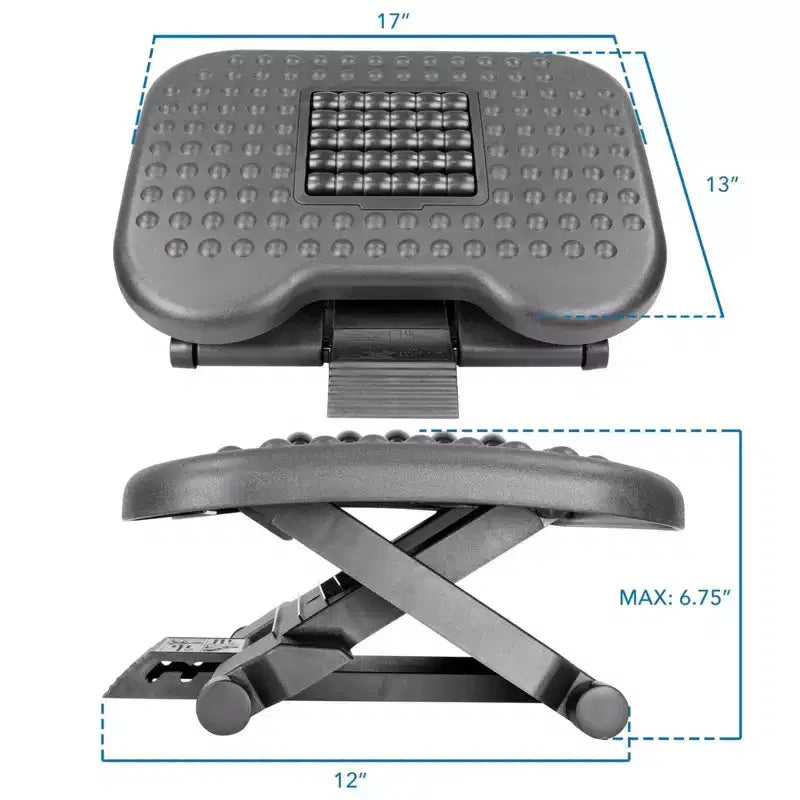 Mount-It! Poggiapiedi da Ufficio Sottoscrivania con Regolazione dell'Altezza su 3 Livelli e Superficie Massaggiante Rotante | 17 x 13 Pollici